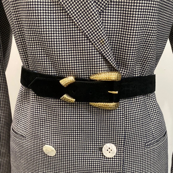 Accessories - Black Suede Belt with Gold Buckle - Women's Accessory
